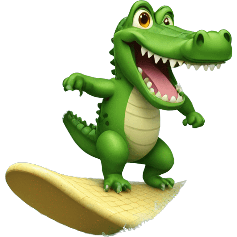 Crocodile surfing emoji