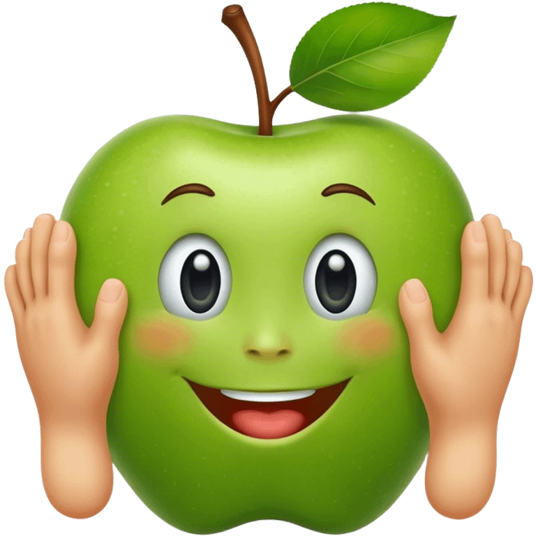 Regular apple emoji face with feet and hands emoji