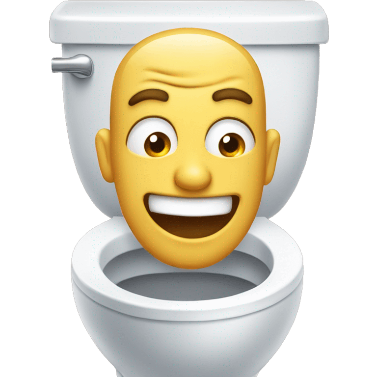 man with head sticking out of the toilet with a crazy smile emoji