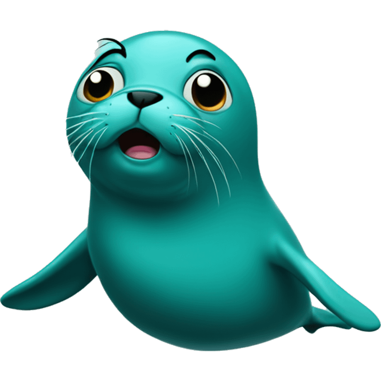 teal-coloured seal mindblown confused dizzy emoji