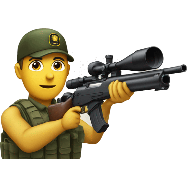 shotgun with scope held by a private on the army emoji