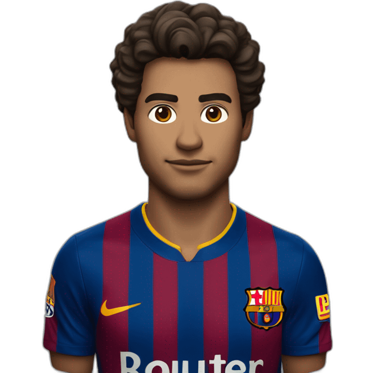 Ronald Araujo in Barcelona shirt with the top of his hair white emoji