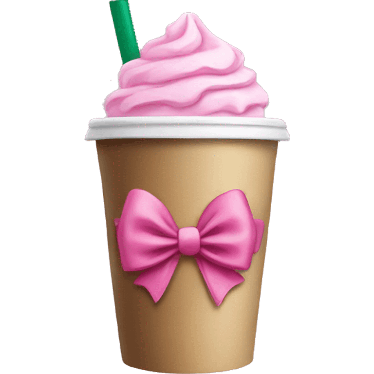 Starbucks cup with pink bow emoji