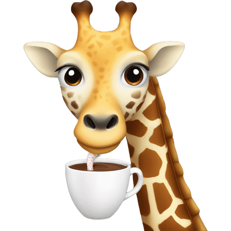 A giraffe with a hot coco emoji