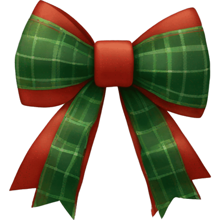 Red green plaid Christmas bow emoji