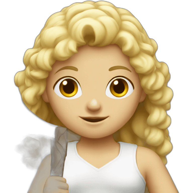 Blonde Angel girl with axe emoji