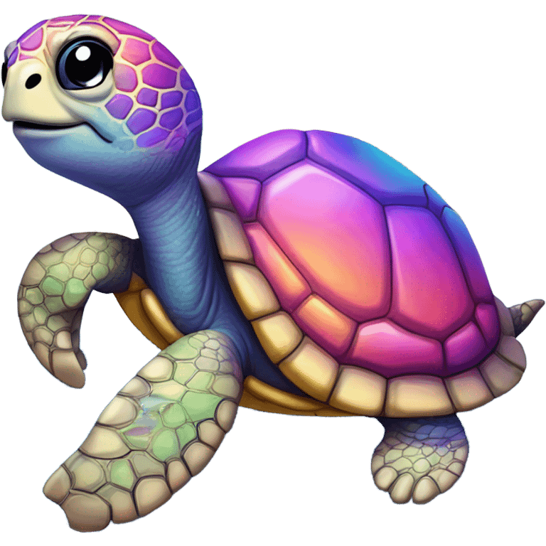 Lisa Frank, rainbow turtle with star on shell ￼ emoji