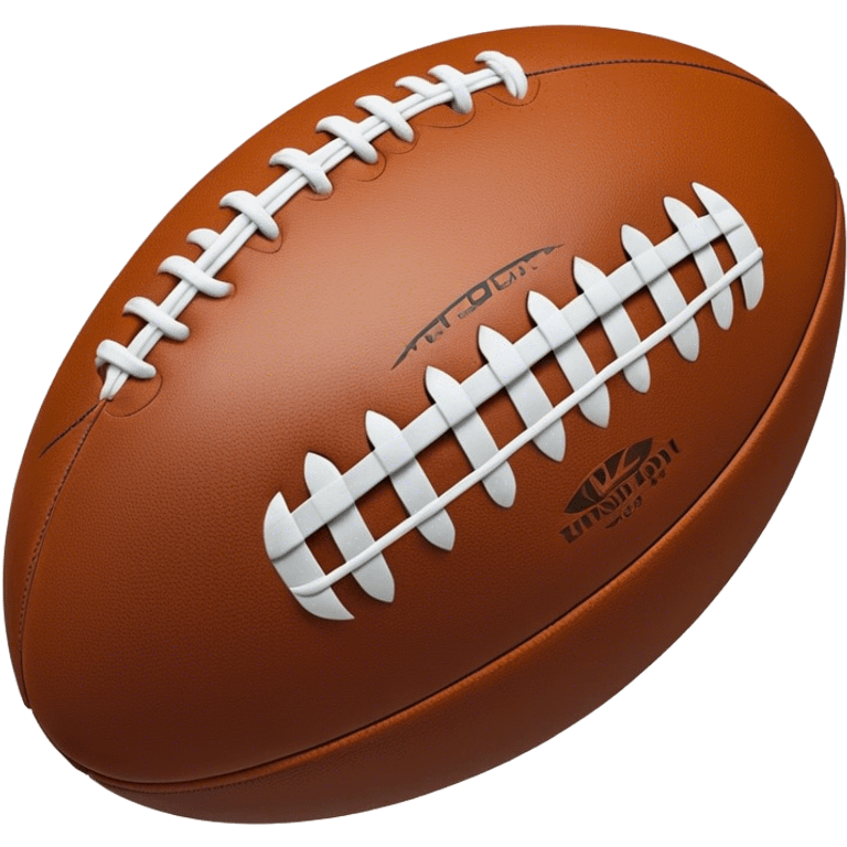 Cinematic Realistic image of a rugby ball in mid-action, with dynamic motion blur and finely rendered leather textures, set against a sunlit, energetic field that underscores its robust athleticism emoji