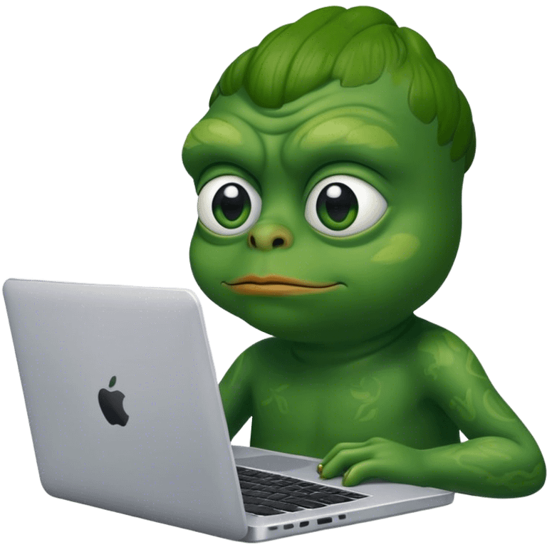 the pepe is sitting in a laptop emoji