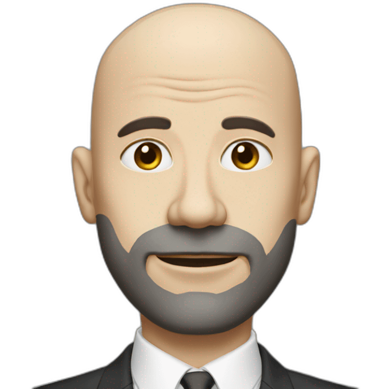 white bald man with suit with huge black facial hear emoji