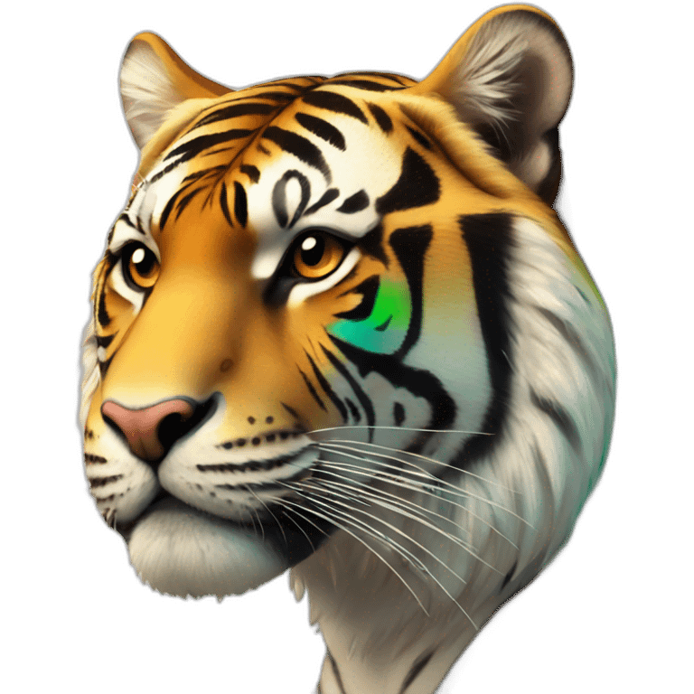 Tigre sur un arc-en-ciel emoji