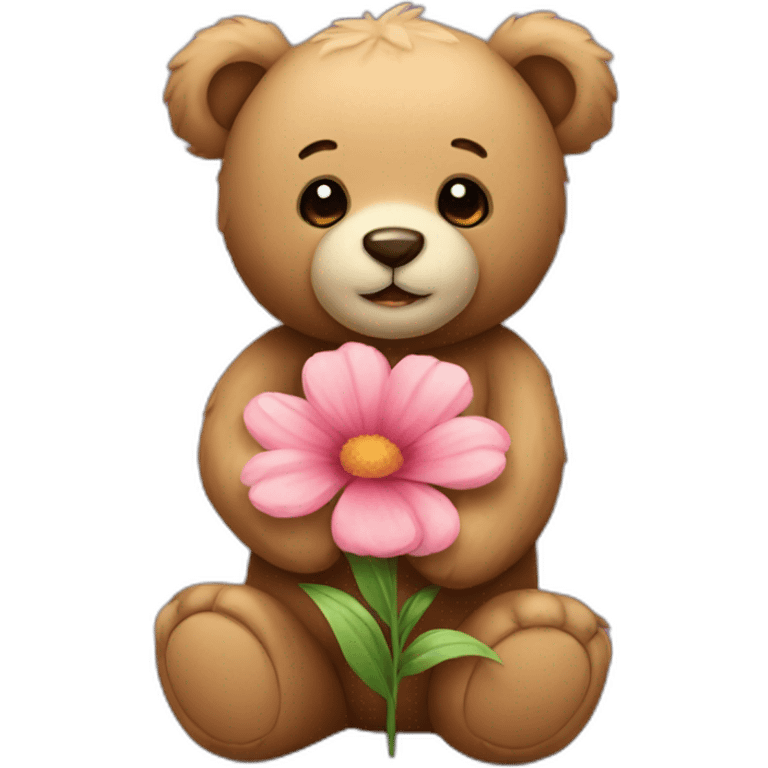 Teddy Bear holding a flower emoji