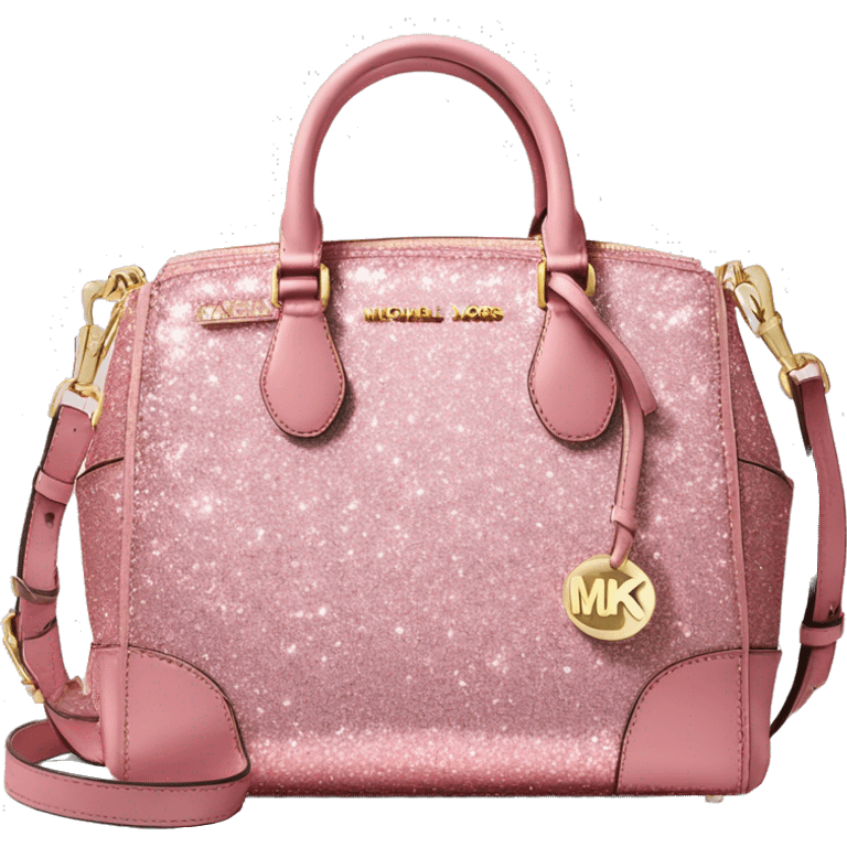 Realistic rose pink glitter michael kors satchel purse. emoji