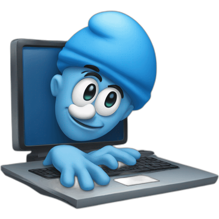 smurf with computer emoji