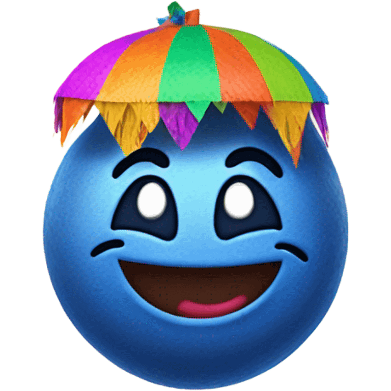 Blue berry with a happy face dress as a piñata  emoji