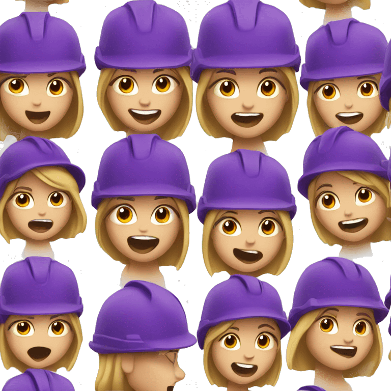 girl with purple hard hat shouting emoji