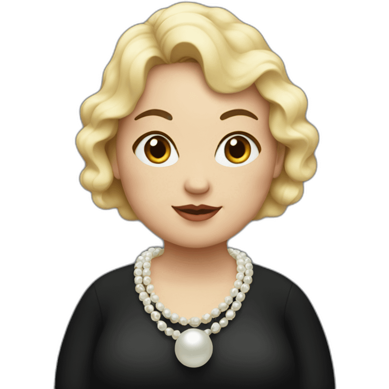 fat girl wearing a pearl necklace and a black coat emoji