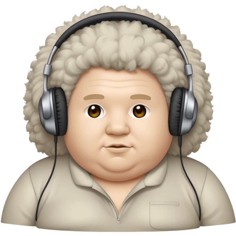 an fat person with fluffy hair and headphones emoji