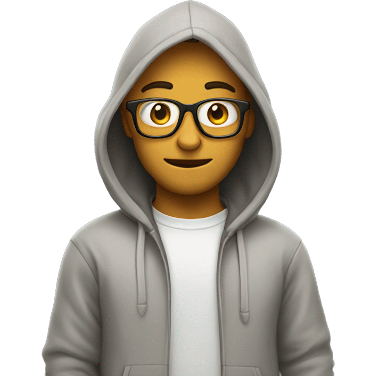 Nerd emoji in hoodie pointing up emoji