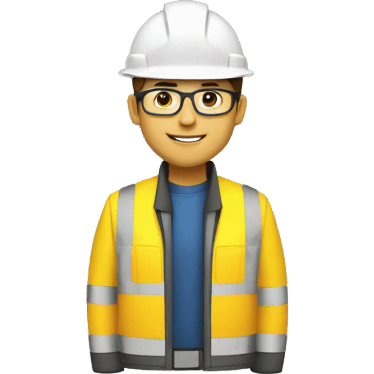 engineer wearing a yellow reflectorize jacket and construction hard hat  emoji