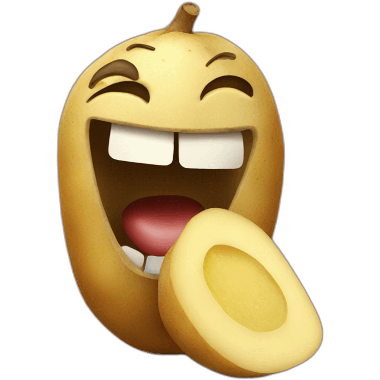 crazy smile eating potato emoji