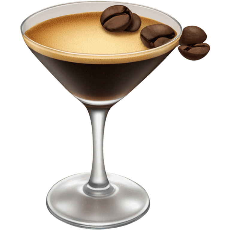 espresso martini in coupe glass with 3 beans emoji