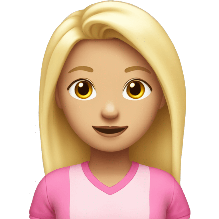 blonde girl with pink clothes saying hi good morning emoji