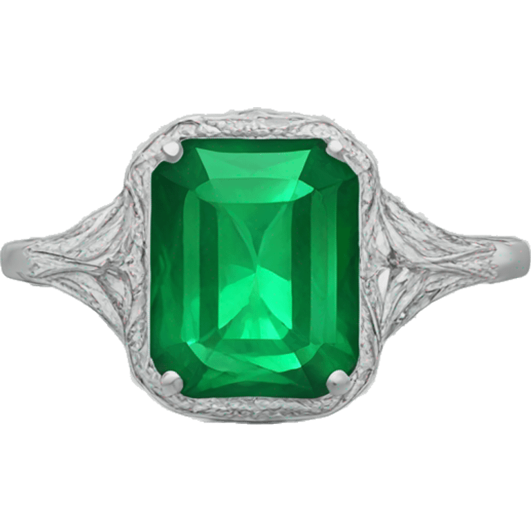 Silver vintage Emerald engagement ring emoji