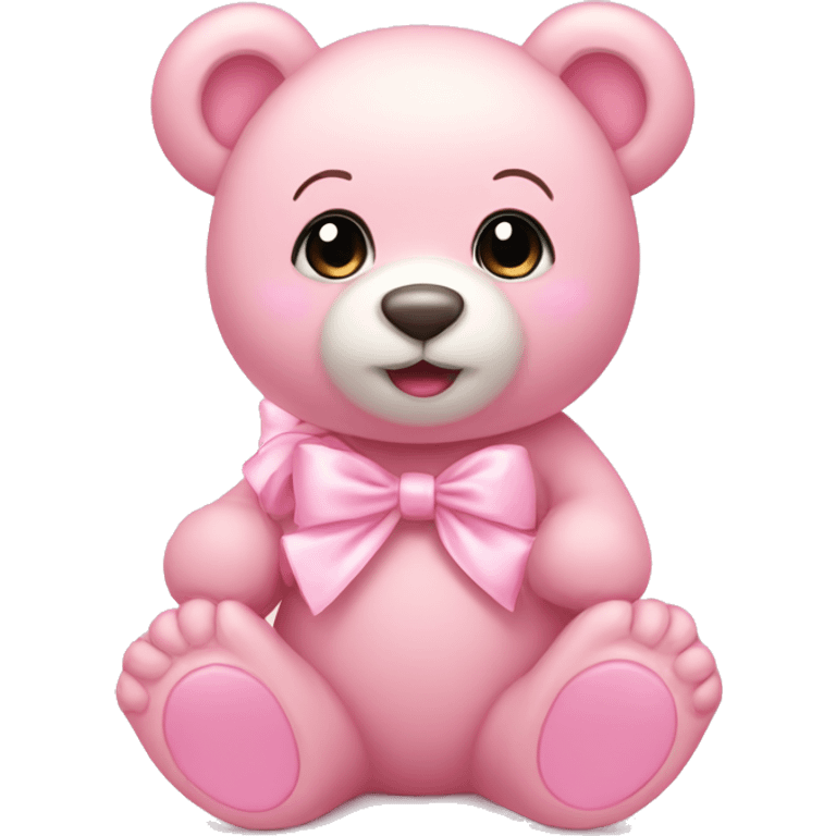 Baby pink bear with light pink bows emoji