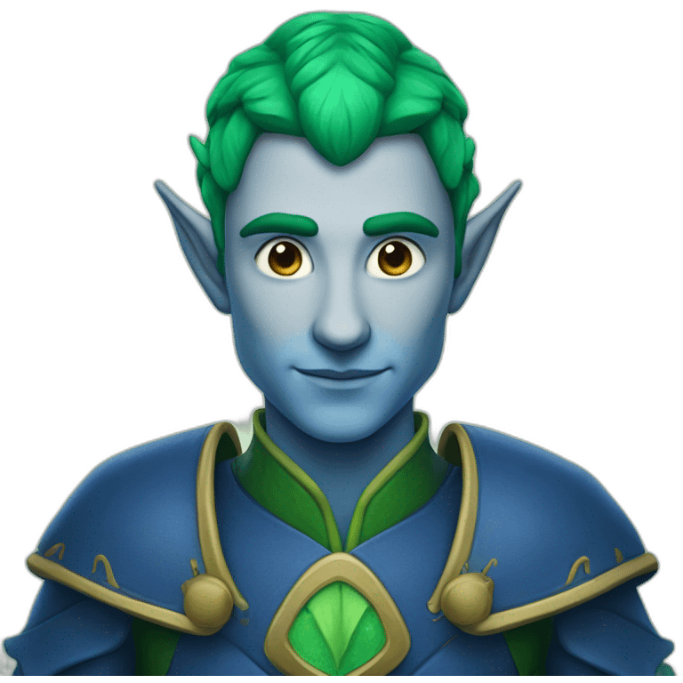 elf man with half blue and half green hair emoji