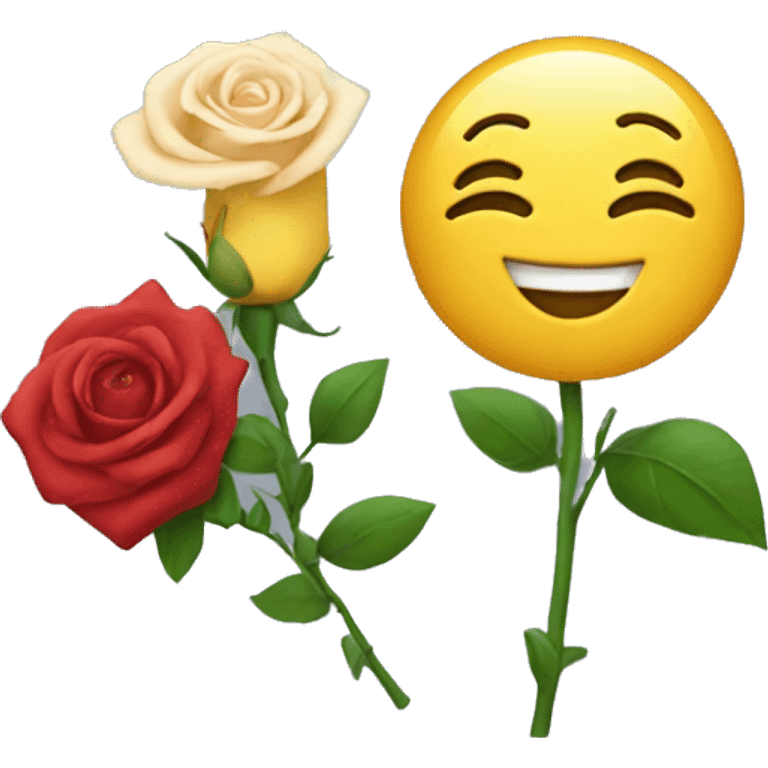 Smiling emojis holding a rose emoji