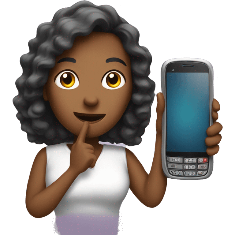 woman showing big phone emoji