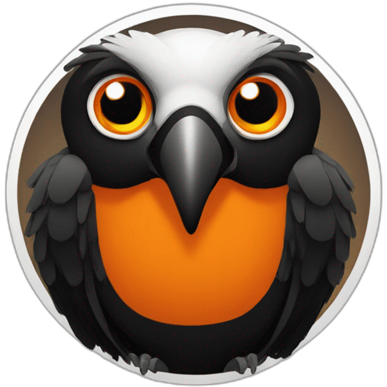 Orange and black condor inside a circle emoji