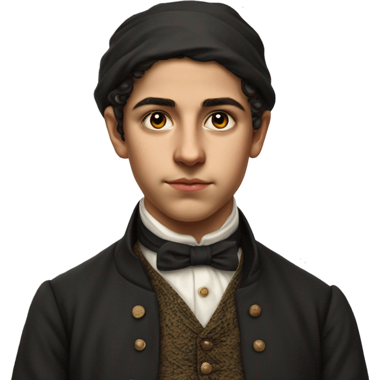 19th century Turkish teenager without a hat photorealistic serious emoji