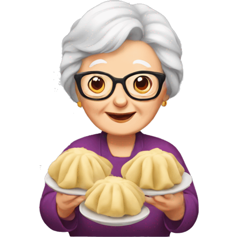 grandma with dumplings emoji