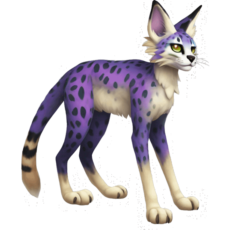 Epic Edgy Colorful ethereal eldritch Sergal-Serval-Vernid full body emoji