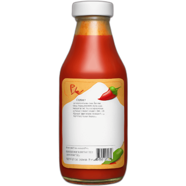 Bottle of hot sauce with a label that has no text and no image other than a red chile emoji