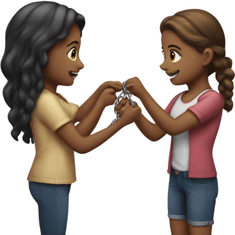 girl giving a chain to her friend emoji