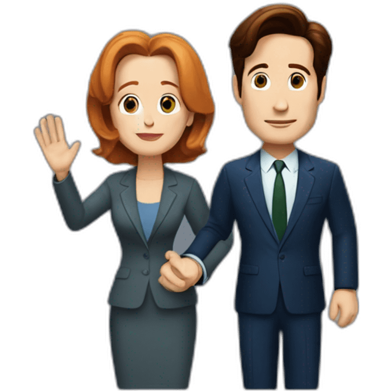 Mulder and scully waving emoji