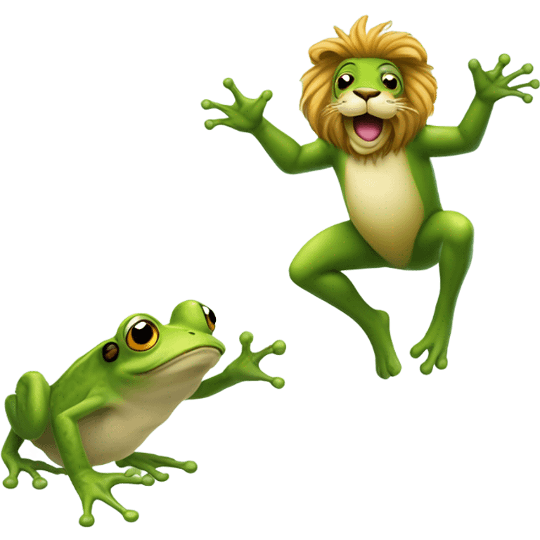 Frog dancing with lion  emoji