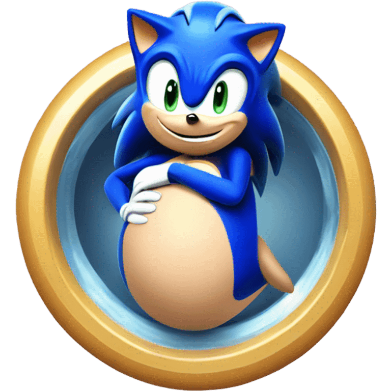 Pregnant sonic the hedgehog cupping his stomach  emoji