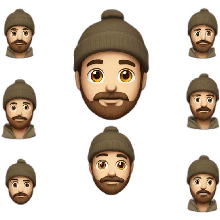 it nerd hoodie short fisherman beanie and mustache and beard brown hair emoji