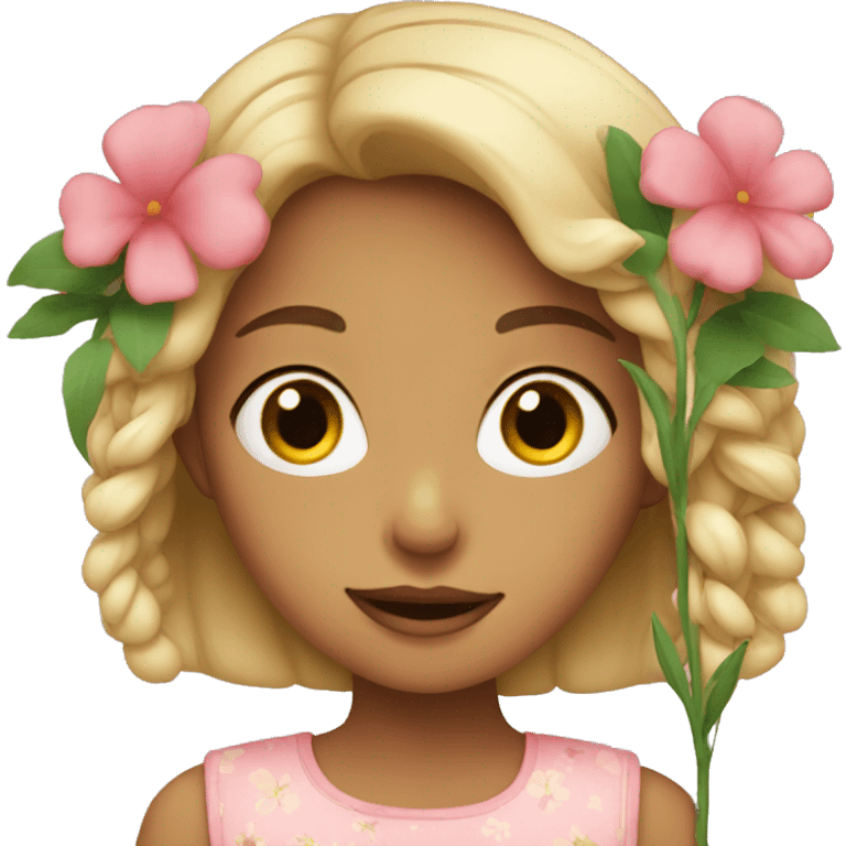 Girl holding flowers emoji