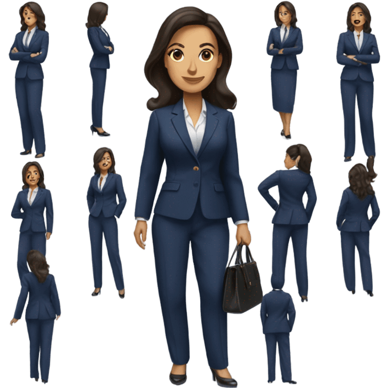 Boss brunette woman in navy blue suit emoji