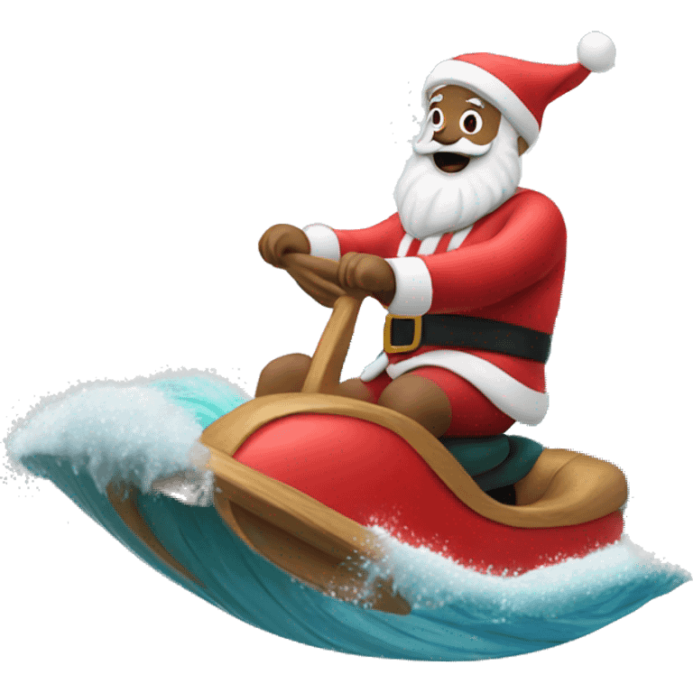 santa riding the waves  emoji