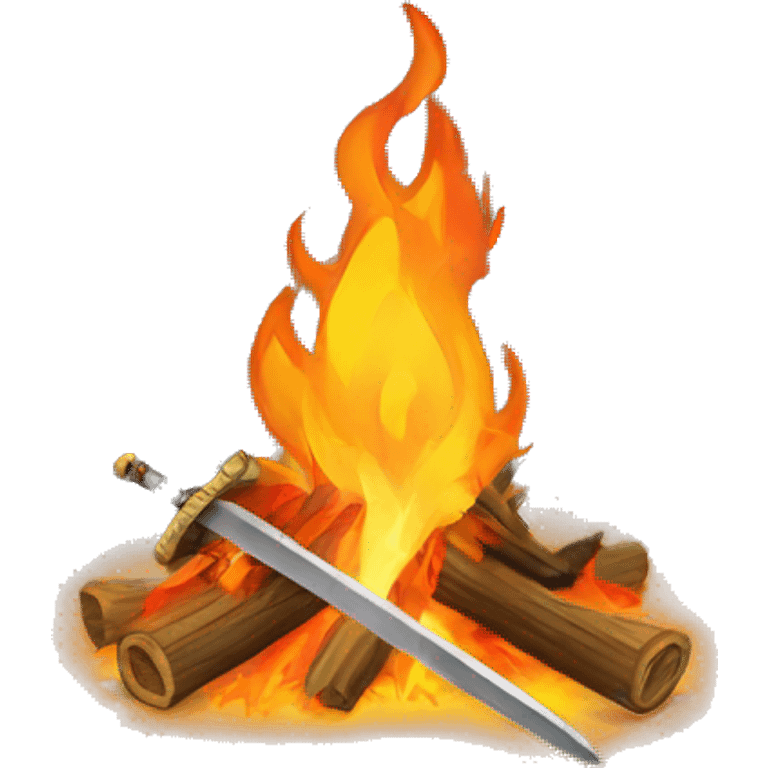  bonfire with a sword coming out of the flames emoji