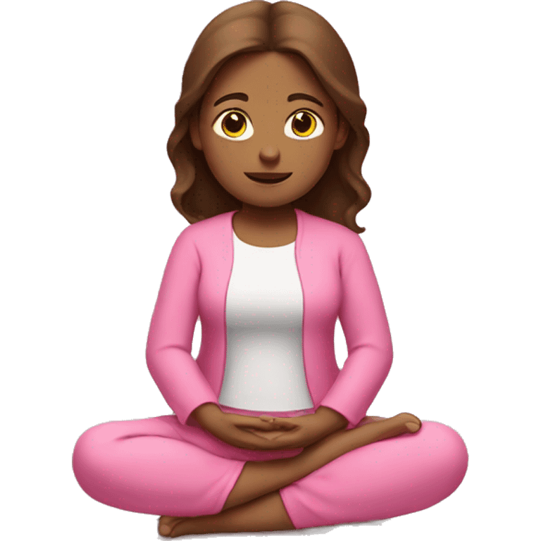 girl with brown hair and in pink clothes sitting in meditation  emoji