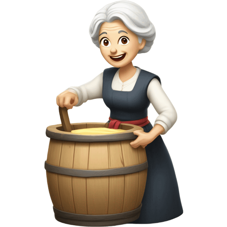 Old Caucasian lady white hair churning butter ￼ emoji