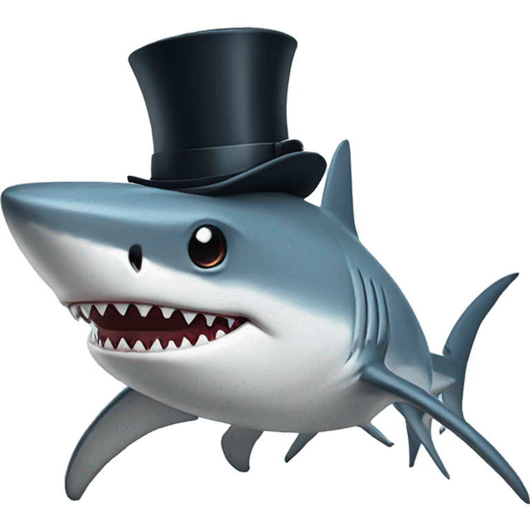 Shark with a top hat emoji