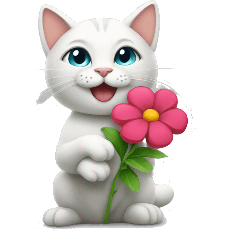 Cat giving flower emoji